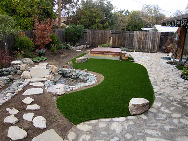 Pondless Waterfall with Lawn InstallationSunnyvale